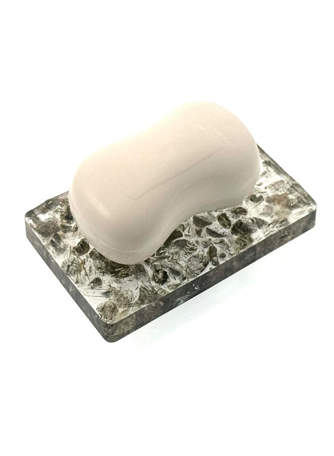 vinsiora NatureGlow Soap Holder, Rustic Stone Design Soap Dish, Durable Resin Tray for Bathroom Kitchen Sink, 4.72x3.14x0.7 inches (Hair Crystal Soap Rack) - Image 3